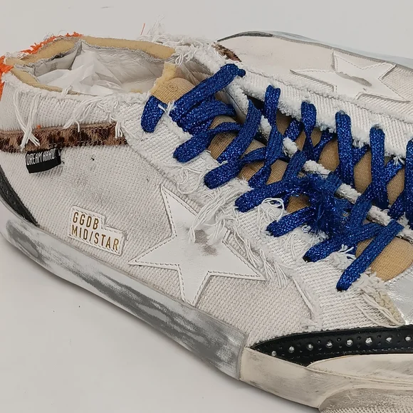 Golden Goose Men's Mid Star White Canvas Sneakers - EU44/US11